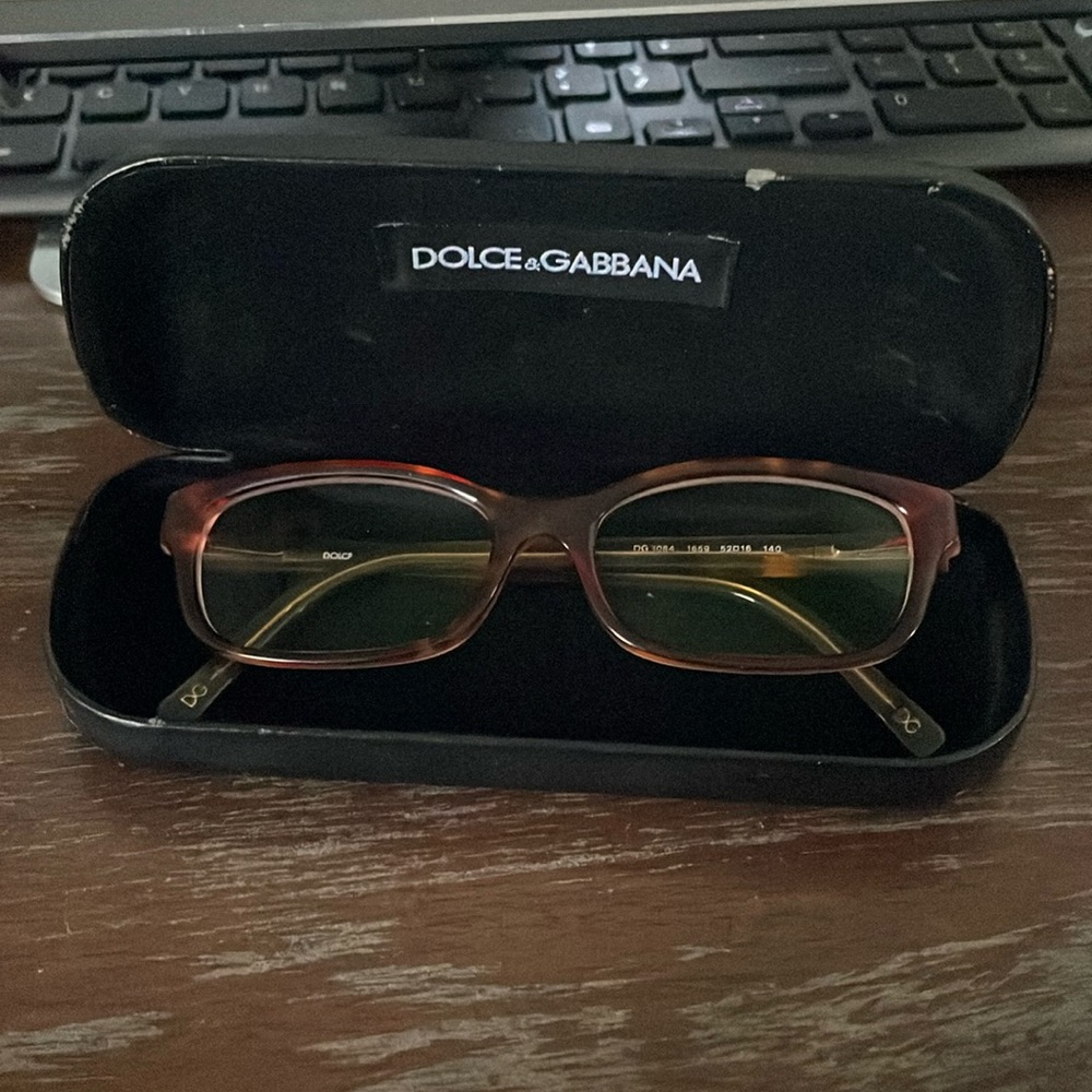 Dolce & Gabbana DG 3084 1659 brown tortoise rectangular eyeglasses with case
